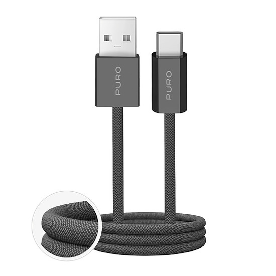 Puro Fabrik 2.0 10W USB-A - USB-C fonott kábel 1,5m - sötétzöld