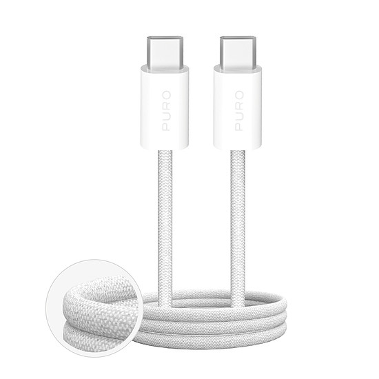Puro Fabrik 60W Fonott Kábel USB-C - USB-C 3m - Fehér