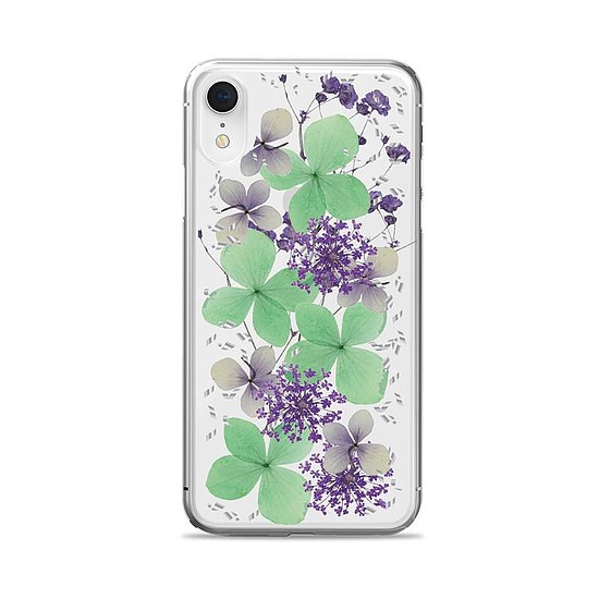 PURO Glam Hippie Chic Cover - iPhone XR tok igazi zöld virágszirmok (IPCX61HIPPIEC5GRN)