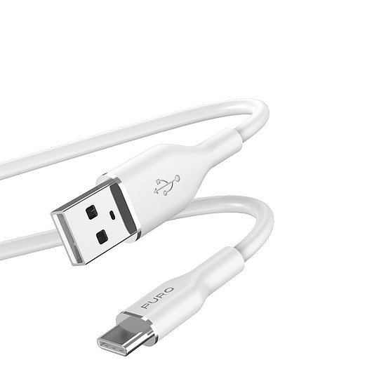 PURO ICON puha kábel - 1,5 m-es USB-A vagy USB-C kábel fehér (PUUSBCICONWHI)