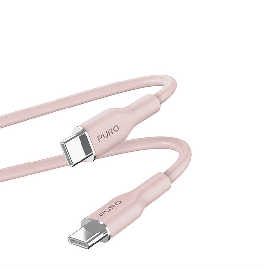 PURO ICON puha kábel - 1,5 m-es USB-C és USB-C kábel poros rózsaszín (PUUSBCUSBCICONROSE)