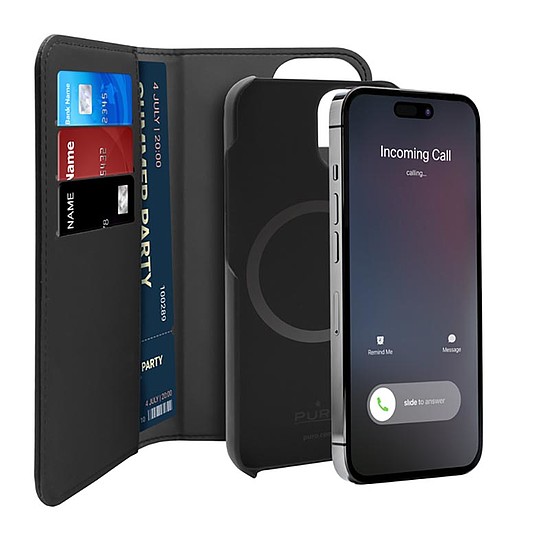 PURO pénztárca levehető - 2 az 1-ben tok iPhone 14 Plus készülékhez fekete (PUIPC1467BKMAG1BLK)