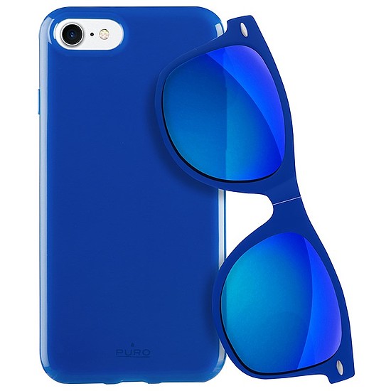 PURO Sunny Kit - Tokkészlet iPhone SE 2022/2020 / 8/7 + összecsukható napszemüveghez kék (IPC747SUNNYKIT1BLUE)