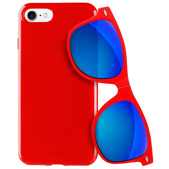 PURO Sunny Kit - Tokkészlet iPhone SE 2022/2020 / 8/7 + összecsukható napszemüveghez piros (IPC747SUNNYKIT1RED)