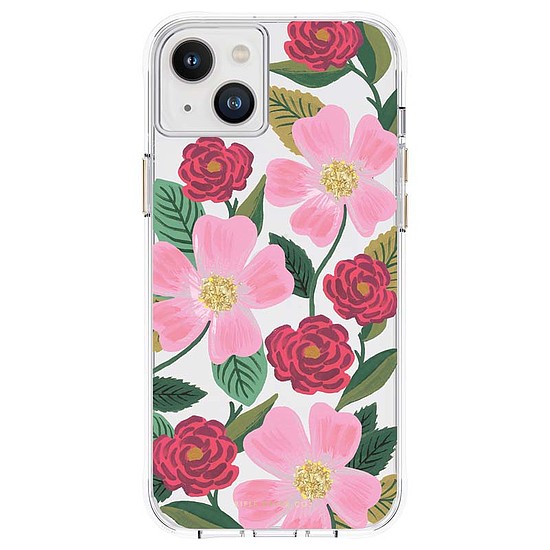 Puskapapír átlátszó - arany színben díszített tok iPhone 14 Plus Rose Garden telefonhoz (RP049820)