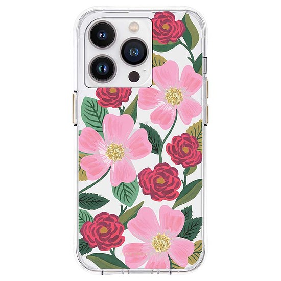 Puskapapír átlátszó - arany színben díszített tok iPhone 14 Pro Max Rose Garden telefonhoz (RP049822)