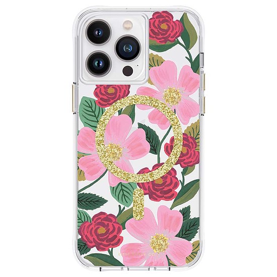 Puskapapír átlátszó MagSafe - arany színben díszített tok iPhone 14 Pro Max Rose Garden telefonhoz (RP049324)