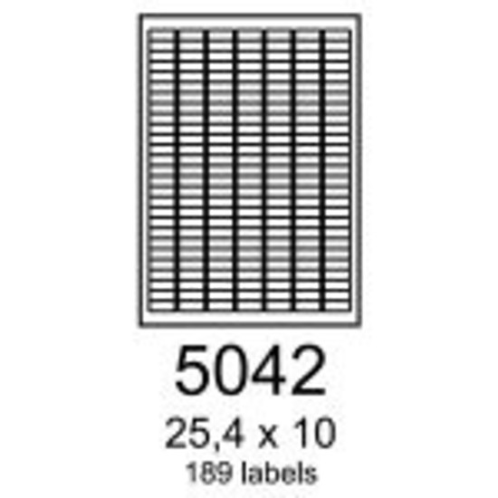 RayFilm R0123 5042F 25,4x10mm 7 pályás lézer etikett kerekített sarkú kék 189 címke/ív 100ív/doboz