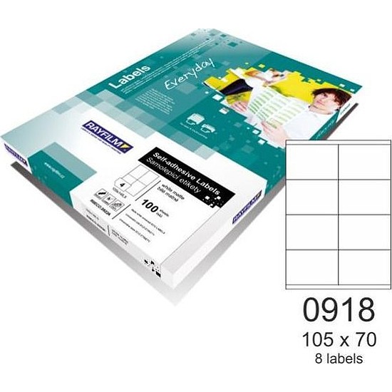 RayFilm R0ECO 0918A 105x70mm 2 pályás univerzális etikett 8 címke/ív 100ív/doboz