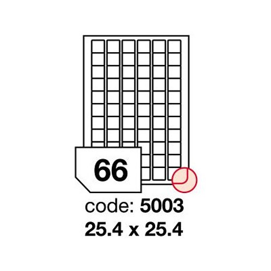 RayFilm R0ECO 5003A 25,4x25,4mm 6 pályás univerzális etikett kerekített 66 címke/ív 100ív/doboz
