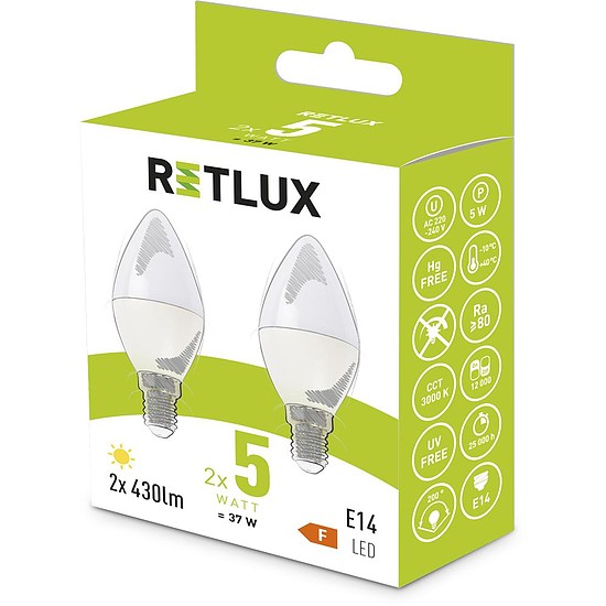 RETLUX REL 34 LED C37 2x5W E14 WW