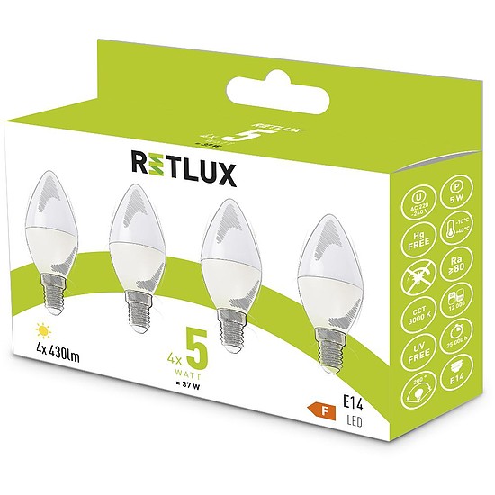 RETLUX REL 35 LED C37 4x5W E14 WW