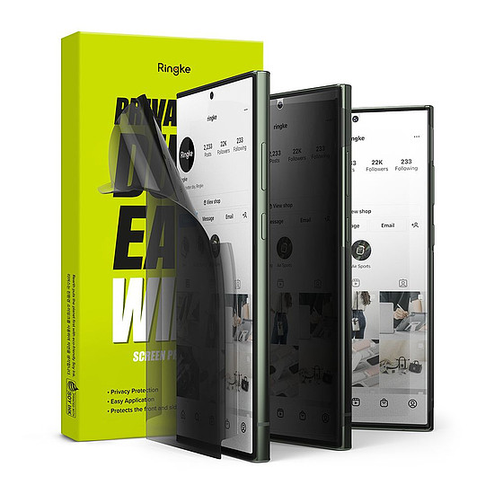Ringke Dual Easy Privacy képernyővédő fólia Samsung Galaxy S23 Ultra készülékhez