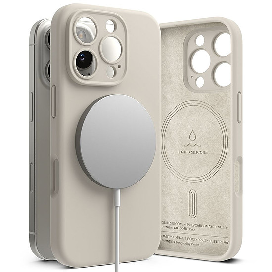 Ringke szilikon MagSafe iPhone 16 Pro tok - bézs