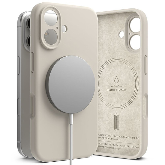 Ringke szilikon MagSafe iPhone 16 tok - bézs