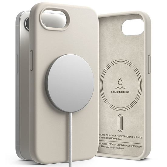 Ringke Szilikon Magsafe iPhone 16e tok - bézs