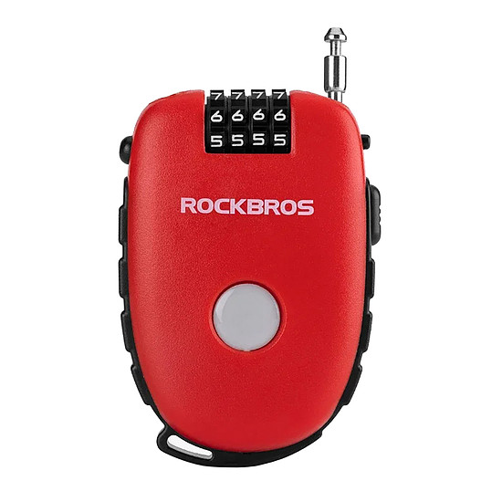 Rockbros 32420981001 kerékpárzár behúzható kábellel - piros