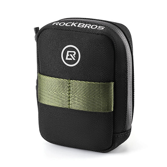 Rockbros Mini Nyeregtáska CO2 Patron Tartóval - Fekete/Zöld
