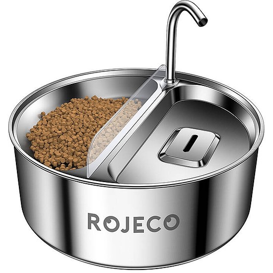Rozsdamentes acél kisállat szökőkút és adagoló 2 az 1-ben 3,2 literes Rojeco (RYSJ-17)