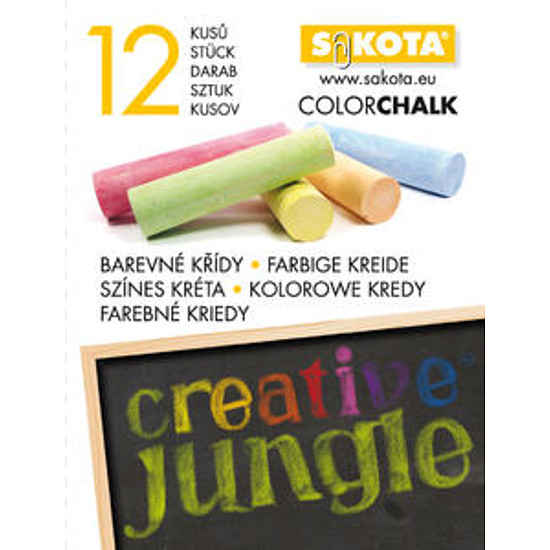 Sakota Creative Dzsungel táblakréta 12 színű pormentes, kerek