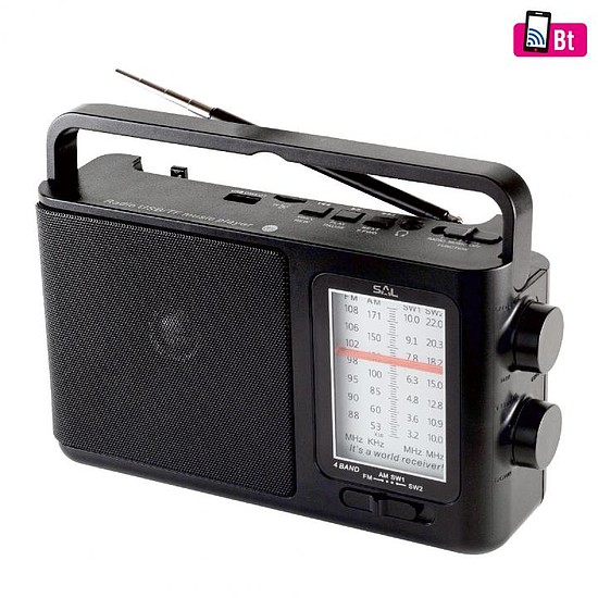 SAL RPR 7B táskarádió, AC/DC, 4 in 1, BT, USB, MicroSD, AM-FM-SW1-SW2 rádió, AUX, ~18 óra üzemidő