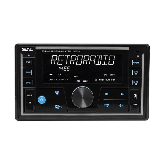 SAL VB5500 SMART autórádió, 4x50W, 2xDIN, FM RDS, USB-microSD, MP3 lejátszó, dupla USB aljzat, telefontöltő, kiválasztható RGB gomb világítás, telefonról is vezérelhető okos autórádió