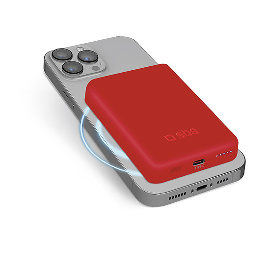 SBS TEBB5000MAG1CR 5000 mAh MagSafe kompatibilis külső akkumulátor - piros