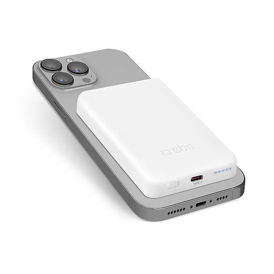 SBS TEBB5000MAG1CW 5000 mAh USB-C külső akkumulátor, MagSafe kompatibilis - fehér