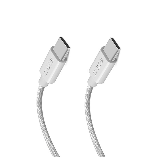 SBS TECABLETISSUETCC2G Kábel 2 x USB-C 2m 60W Tápellátással - Szürke