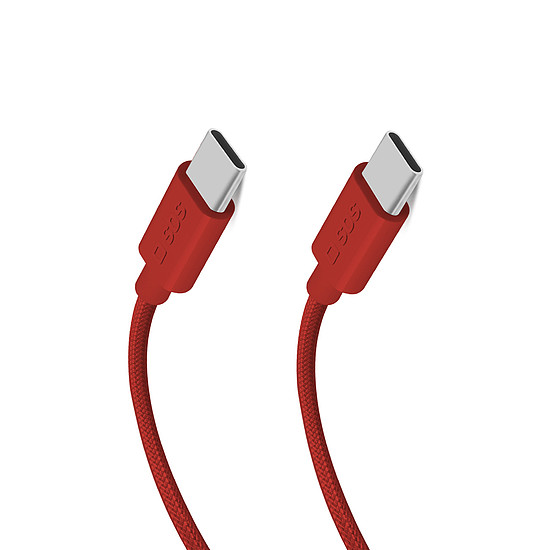 SBS TECABLETISSUETCCR USB-C - USB-C 1.5m 60W fonott kábel - piros