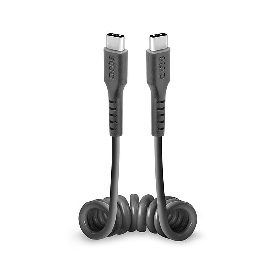 SBS TECABLETYPCCSK USB-C spirálkábel - USB-C 0,5m - fekete