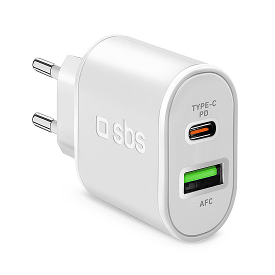 SBS TETRPD20W 20W USB-A USB-C fali töltő tápellátással - fehér