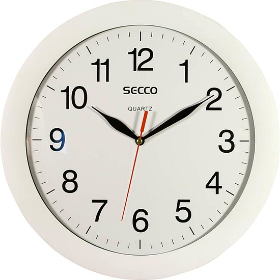 Secco falióra analóg fehér 28cm kör, műanyag keret S TS6046-77