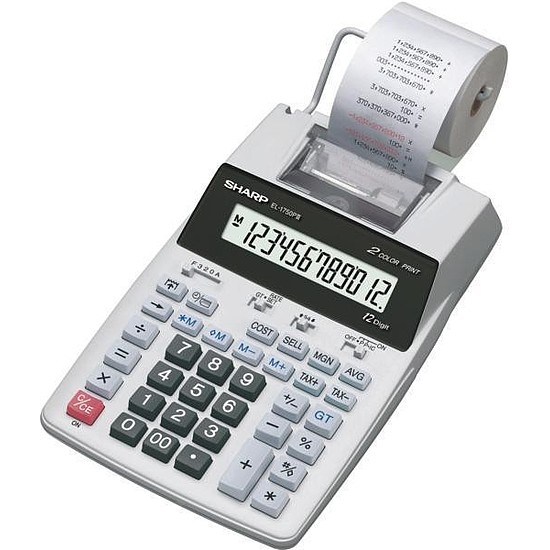 Sharp EL-1750V számológép szalagos kétszínű nyomtatás 12 számjegy 