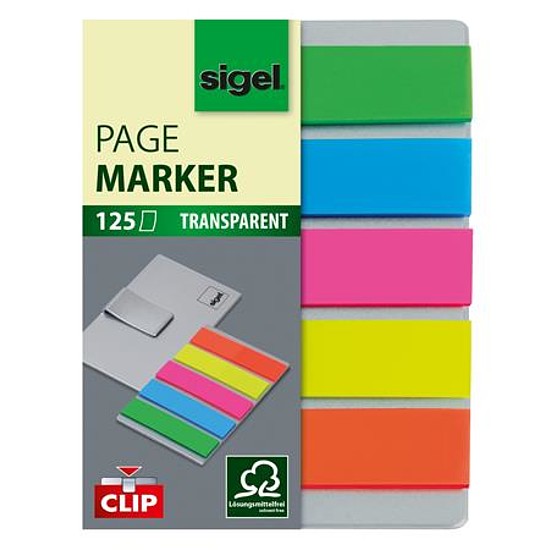 Sigel Clip jelölőcímke 12x50mm élénk 5x25 lap műanyag, klipsszel