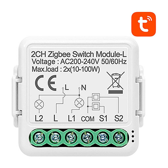 Smart Switch Modul ZigBee Avatto N-LZWSM01-2 Nincs semleges TUYA (N-LZWSM01-2)