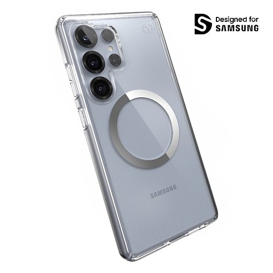 Speck Presidio Perfect-Clear mágnes - Samsung Galaxy S25 Ultra MagSafe tok átlátszó / krómozott felület / Serene ezüst (150897-3199)