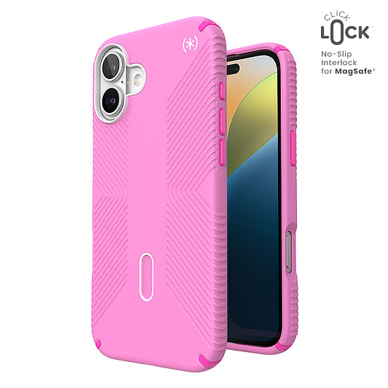 Speck Presidio2 Grip ClickLock & MagSafe - iPhone 16 Plus tok igazi rózsaszín / sokkoló rózsaszín / fehér (150713-3249)