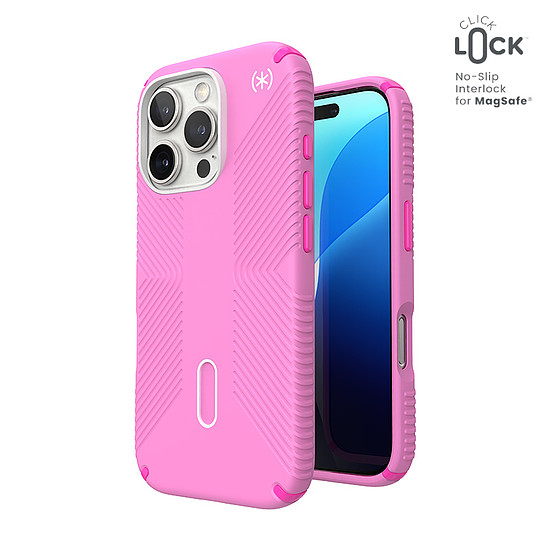 Speck Presidio2 Grip ClickLock & MagSafe - iPhone 16 Pro tok igazi rózsaszín / sokkoló rózsaszín / fehér (150701-3249)