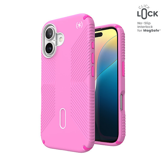 Speck Presidio2 Grip ClickLock & MagSafe - iPhone 16 tok igazi rózsaszín / sokkoló rózsaszín / fehér (150689-3249)