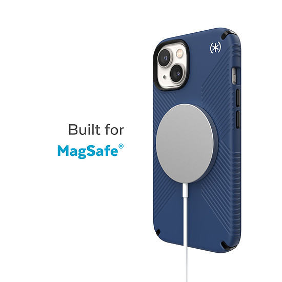 Speck Presidio2 Grip + MagSafe - iPhone 14 Plus tok MICROBAN bevonattal Coastal Blue / Black / White (150117-9974)