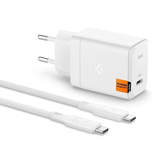 Spigen ArcStation Pro GaN-651 - USB-C fali töltő PD 3.0 PPS 65W + USB-C kábel fehér (ACH05476)