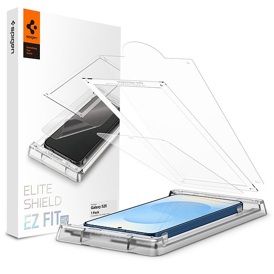 Spigen ELITE SHIELD EZ FIT hibrid üveg Samsung Galaxy S25-höz - átlátszó
