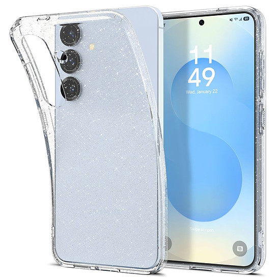 Spigen folyadékkristályos tok Samsung Galaxy S25+ készülékhez - csillogó-átlátszó