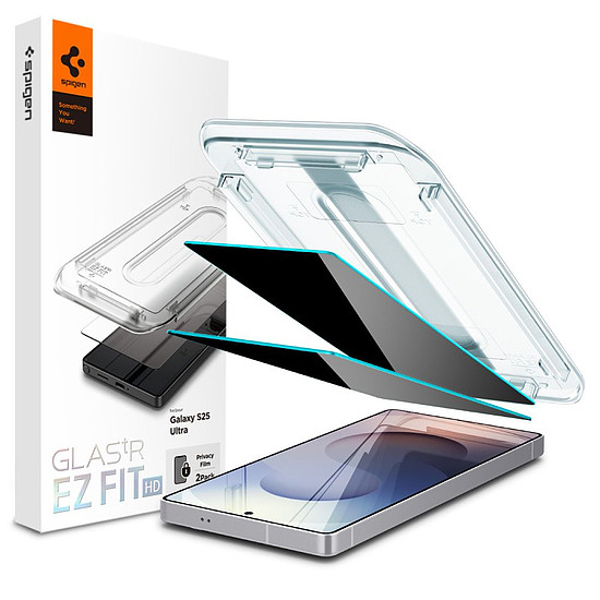 Spigen Glas.TR "Ez Fit" adatvédelmi tok, 2 db-os csomag, Samsung Galaxy S25 Ultra készülékhez