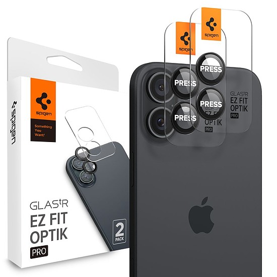 Spigen - Optik.tR EZ Fit Pro kameraüveg (2 csomag) - iPhone 16 / iPhone 16 Plus - Fekete (KF2338874)