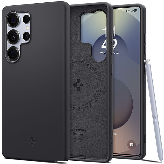 Spigen szilikon Fit Mag tok Samsung Galaxy S25 Ultra-hoz, fekete
