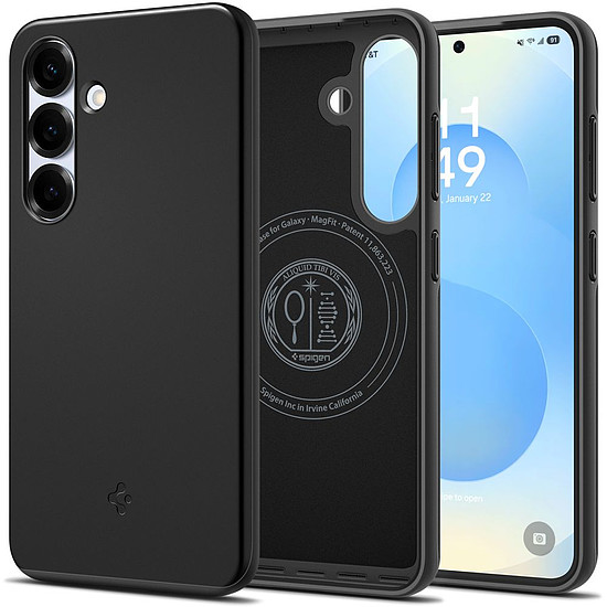 Spigen Thin Fit Mag tok Samsung Galaxy S25-höz, fekete