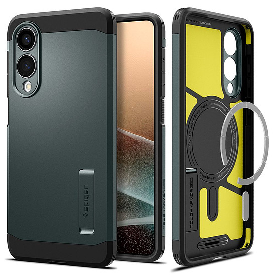 Spigen Tough Armor MagSafe tok Samsung Galaxy S25 Edge-hez - zöld/fekete