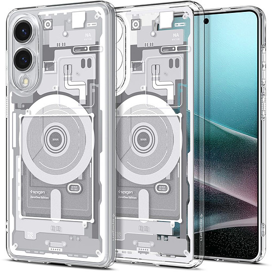 Spigen Ultra Hybrid Mag tok MagSafe-fel Samsung Galaxy S25 Edge-hez nyomtatott mintával - fehér